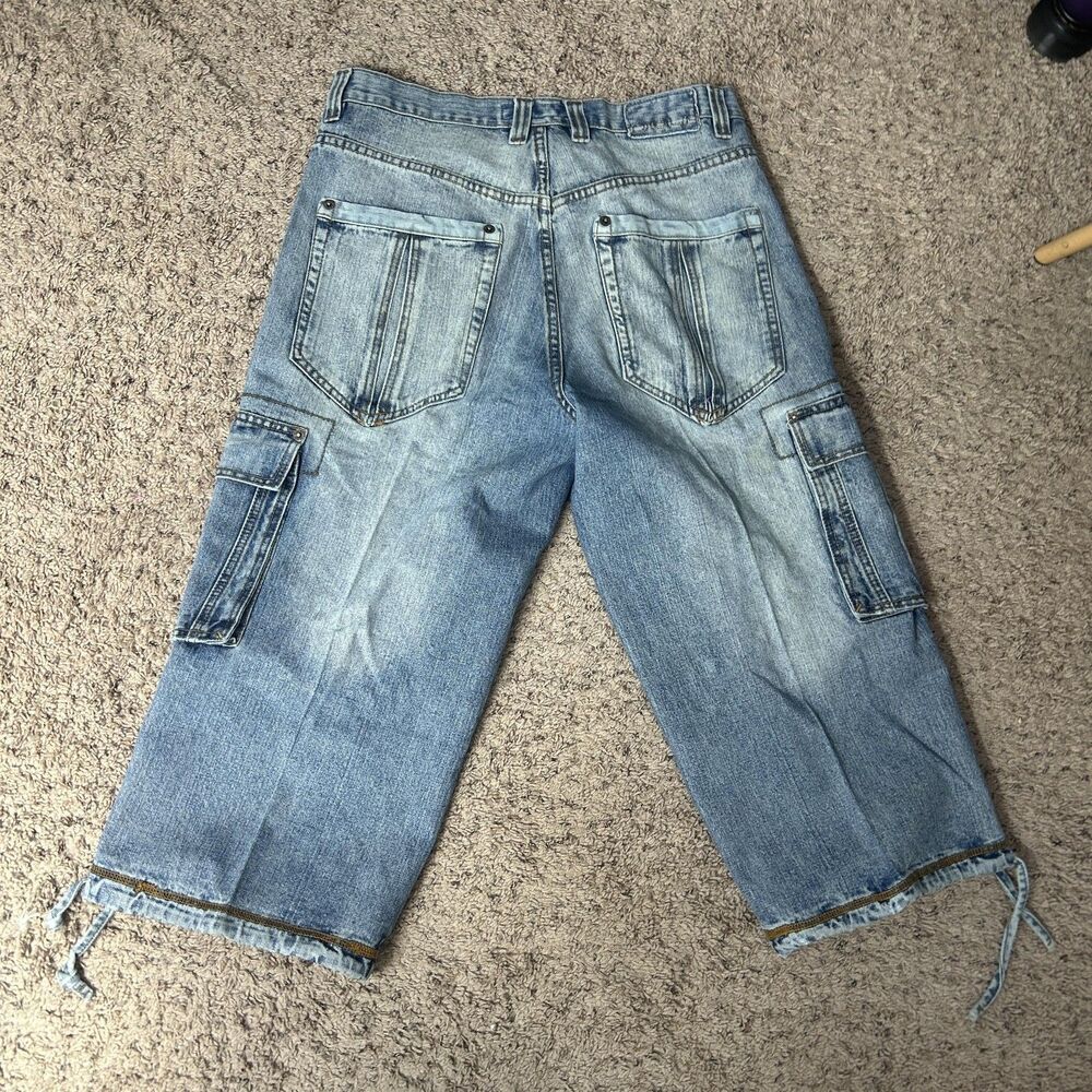 Vintage Y2K Cargo Baggy Shorts Mens 36x22 Denim Wide Leg Loose Fit Rare 90s